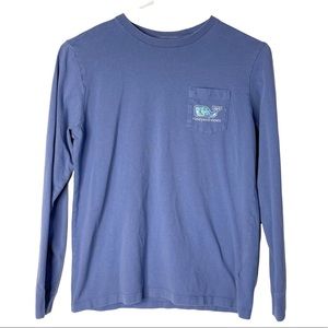 EUC Vineyard Vines Boys Icon Whale Long Sleeve Pocket Tee Sea Turtle Medium